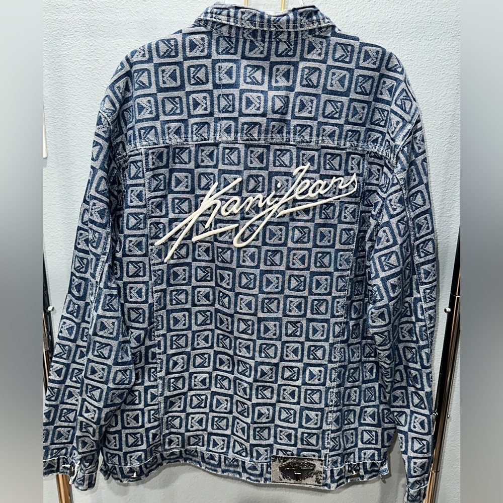 KARL KANI VINTAGE 90s LOGO SIGNATURE LIGHTWEIGHT DENIM JACKET LARGE MENS